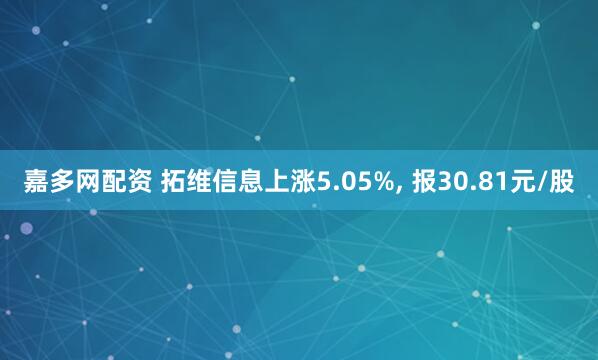嘉多网配资 拓维信息上涨5.05%, 报30.81元/股